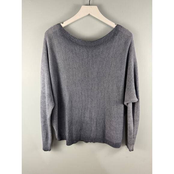 Gigi Moda Womens Sweater One Size OS Blue Sparkle Batwing Shimmer Metallic - Picture 2 of 5